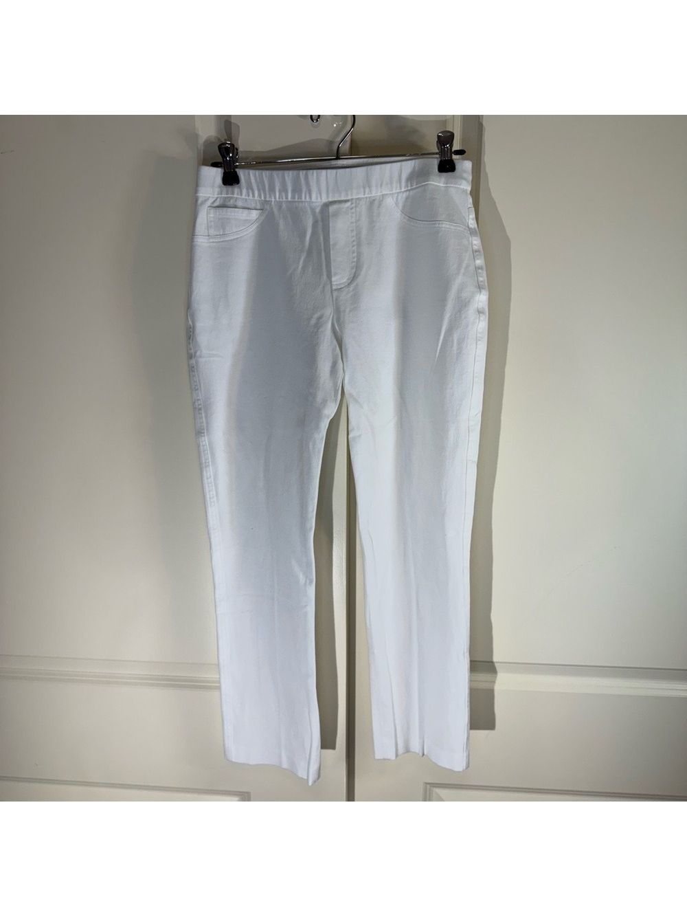 Peace Of Cloth White Pull On Cropped Cotton Blend Pants Xs